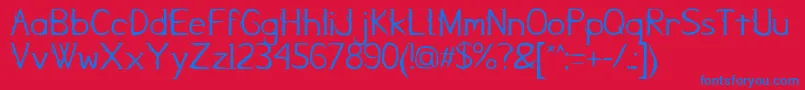 KampungZombie-Schriftart – Blaue Schriften auf rotem Hintergrund