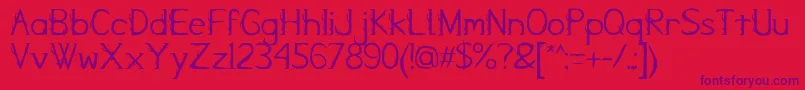KampungZombie-Schriftart – Violette Schriften auf rotem Hintergrund
