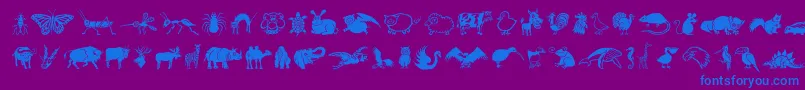 DfWildlifeLetPlain.1.0 Font – Blue Fonts on Purple Background