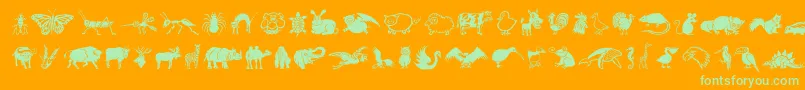 DfWildlifeLetPlain.1.0 Font – Green Fonts on Orange Background