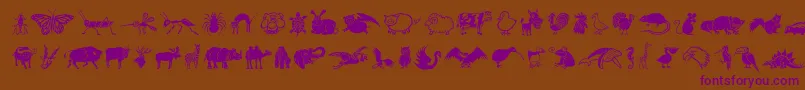 DfWildlifeLetPlain.1.0 Font – Purple Fonts on Brown Background