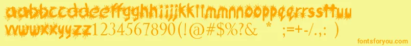 フォントInkStudio – オレンジの文字が黄色の背景にあります。