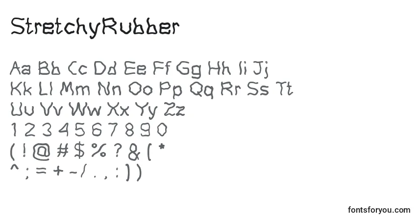 Schriftart StretchyRubber – Alphabet, Zahlen, spezielle Symbole