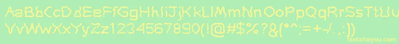 StretchyRubber-Schriftart – Gelbe Schriften auf grünem Hintergrund