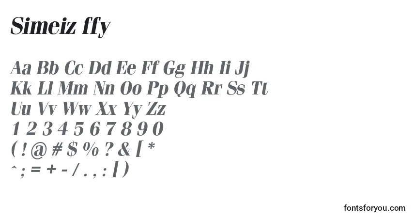 Simeiz ffy-fontti – aakkoset, numerot, erikoismerkit