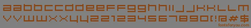 フォントHiscore – 茶色の文字が灰色の背景にあります。