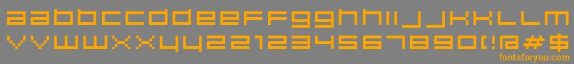 フォントHiscore – オレンジの文字は灰色の背景にあります。