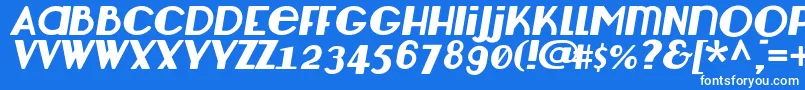 フォントLemondropItalic – 青い背景に白い文字