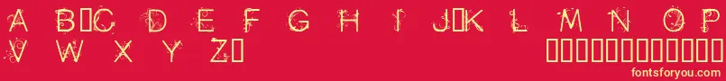 Cfflowersofdestinypersonal Font – Yellow Fonts on Red Background