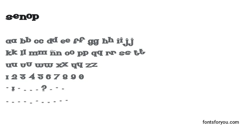 Czcionka Senop – alfabet, cyfry, specjalne znaki