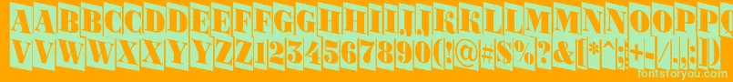 Bodoni5-Schriftart – Grüne Schriften auf orangefarbenem Hintergrund