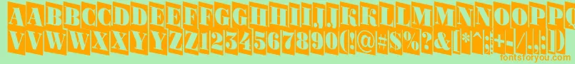 Bodoni5-Schriftart – Orangefarbene Schriften auf grünem Hintergrund