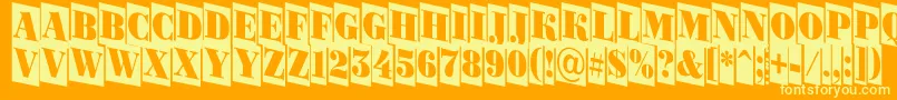 Bodoni5-Schriftart – Gelbe Schriften auf orangefarbenem Hintergrund