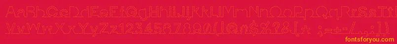 IamonlinewithuDotted2-fontti – oranssit fontit punaisella taustalla