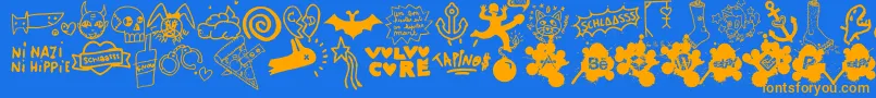 WcSlaasssch Font – Orange Fonts on Blue Background