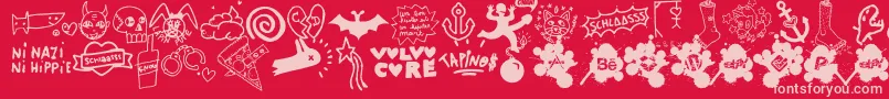 WcSlaasssch Font – Pink Fonts on Red Background