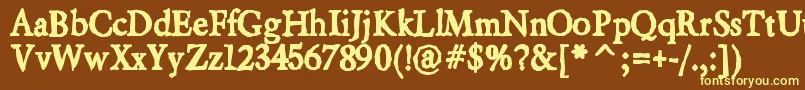 Beryliumink-fontti – keltaiset fontit ruskealla taustalla