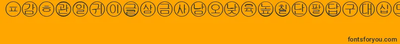 Bullets5korean-Schriftart – Schwarze Schriften auf orangefarbenem Hintergrund