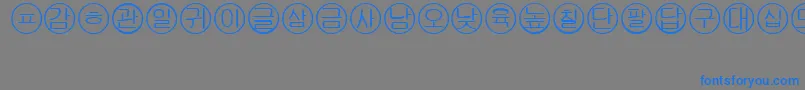 Bullets5korean-Schriftart – Blaue Schriften auf grauem Hintergrund