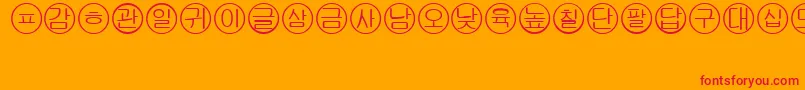 Fonte Bullets5korean – fontes vermelhas em um fundo laranja