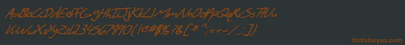 Шрифт SfScribbledSansBoldItalic – коричневые шрифты на чёрном фоне