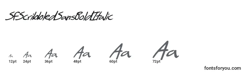 Größen der Schriftart SfScribbledSansBoldItalic