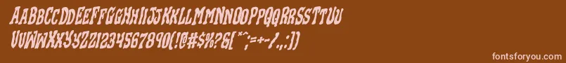 Blackgunkrotal-fontti – vaaleanpunaiset fontit ruskealla taustalla