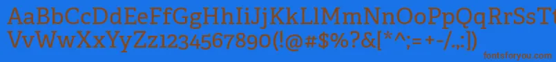 フォントAdelleCyrillic – 茶色の文字が青い背景にあります。