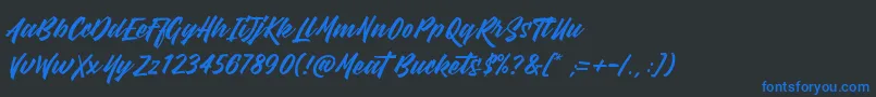 MeatBuckets-Schriftart – Blaue Schriften auf schwarzem Hintergrund