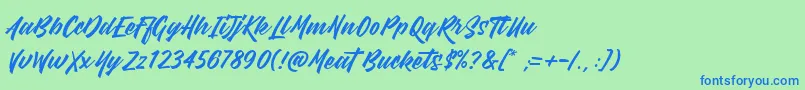 MeatBuckets Font – Blue Fonts on Green Background