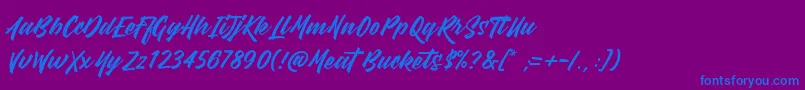 MeatBuckets-Schriftart – Blaue Schriften auf violettem Hintergrund