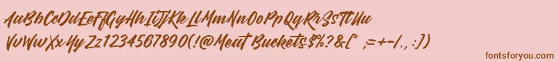 Saiba mais sobre a fonte MeatBuckets Fonte MeatBuckets – fontes marrons em um fundo rosa