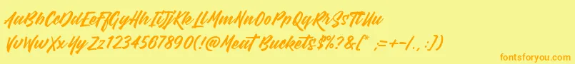 MeatBuckets-Schriftart – Orangefarbene Schriften auf gelbem Hintergrund