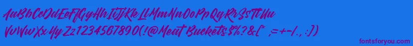 MeatBuckets-Schriftart – Violette Schriften auf blauem Hintergrund