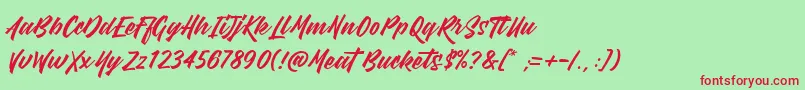 MeatBuckets-Schriftart – Rote Schriften auf grünem Hintergrund