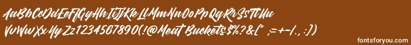 Fonte MeatBuckets – fontes brancas em um fundo marrom