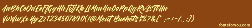 MeatBuckets-Schriftart – Gelbe Schriften auf braunem Hintergrund