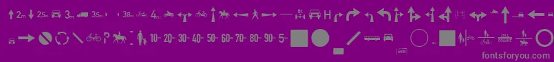ZeichenZweihundertAlt-fontti – harmaat kirjasimet violetilla taustalla