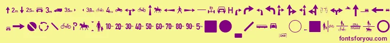 Fonte ZeichenZweihundertAlt – fontes roxas em um fundo amarelo