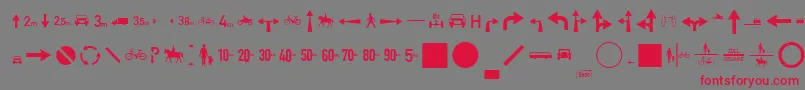 ZeichenZweihundertAlt Font – Red Fonts on Gray Background