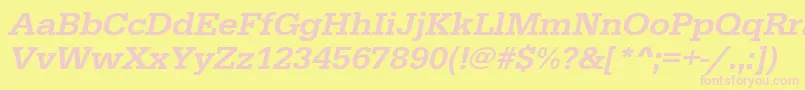 UrwegyptiennetmedwidOblique-fontti – vaaleanpunaiset fontit keltaisella taustalla