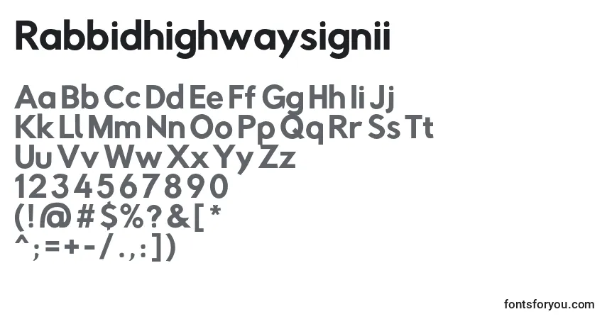 Rabbidhighwaysignii font – alphabet, numbers, special characters