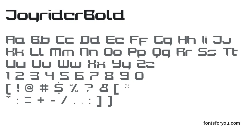 characters of joyriderbold font, letter of joyriderbold font, alphabet of  joyriderbold font
