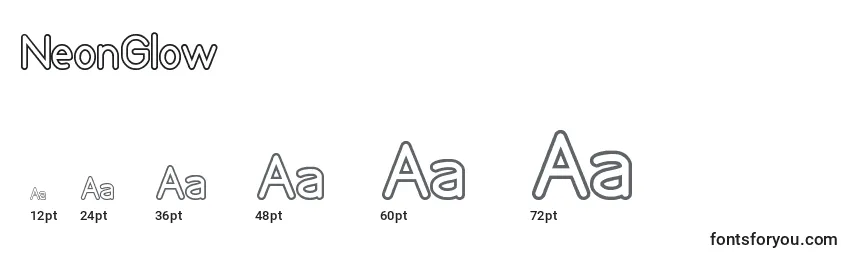 sizes of neonglow font, neonglow sizes