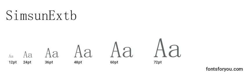 sizes of simsunextb font, simsunextb sizes