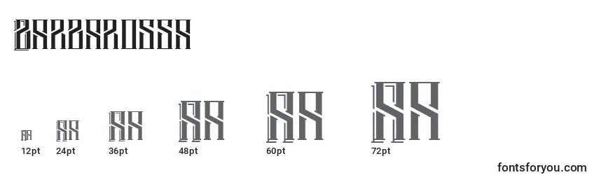 sizes of barbarossa font, barbarossa sizes
