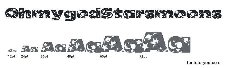 sizes of ohmygodstarsmoons font, ohmygodstarsmoons sizes
