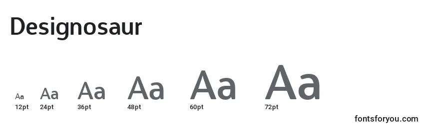 sizes of designosaur font, designosaur sizes