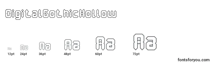 sizes of digitalgothichollow font, digitalgothichollow sizes