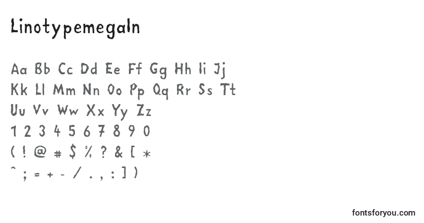 characters of linotypemegain font, letter of linotypemegain font, alphabet of  linotypemegain font